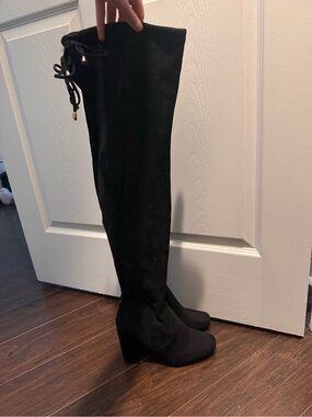 Black Over-the-Knee Block Heel Boots - Classic Women's Style